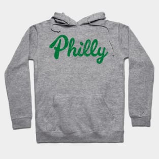 Retro Distressed Philly Sports Logo Green Hoodie